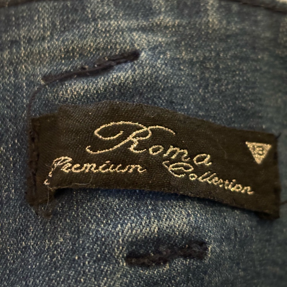 Roma Premium Size 13 Distressed Skinny Jeans Triple Button Stretch - Picture 4 of 6